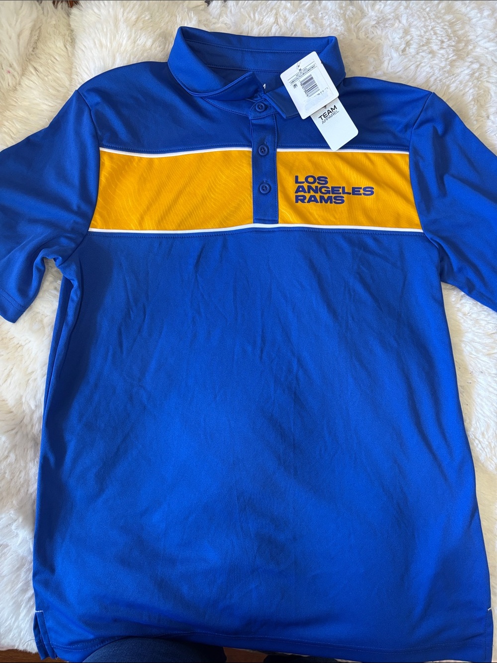 NFL Los Angeles Rams Royal Blue and Gold Polo Shirt